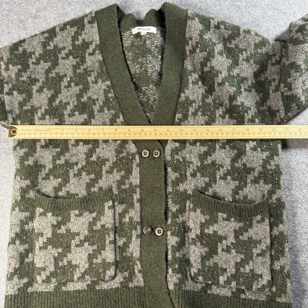 Madewell Allston Sweater Cardigan Womens S Oversized Houndstooth Green Gray - Picture 11 of 13